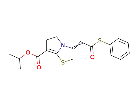 Molecular Structure of 134660-73-4 (Pyrrolo[2,1-b]thiazole-7-carboxylic acid,
2,3,5,6-tetrahydro-3-[2-oxo-2-(phenylthio)ethylidene]-, 1-methylethyl
ester)
