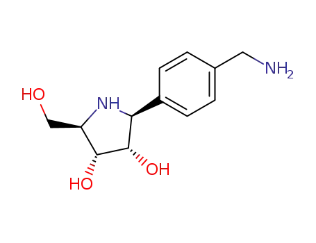 Molecular Structure of 253129-08-7 (3,4-Pyrrolidinediol, 2-4-(aminomethyl)phenyl-5-(hydroxymethyl)-, (2S,3S,4R,5R)-)