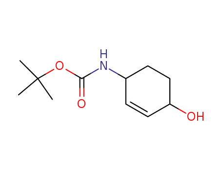 Molecular Structure of 205878-19-9 (Carbamic acid, (4-hydroxy-2-cyclohexen-1-yl)-, 1,1-dimethylethyl ester (9CI))
