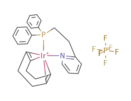 (Ir(NC<sub>5</sub>H<sub>4</sub>(CH<sub>2</sub>)2P(C<sub>6</sub>H<sub>5</sub>)2)(C<sub>8</sub>H<sub>12</sub>))<sup>(1+)</sup>*PF<sub>6</sub><sup>(1-)</sup>=(Ir(NC<sub>5</sub>H<sub>4</sub>(CH<sub>2</sub>)2P(C<sub>6</sub>H<sub>5</sub>)2)(C<sub>8</sub>H<sub>12</sub>))PF<sub>6</sub>
