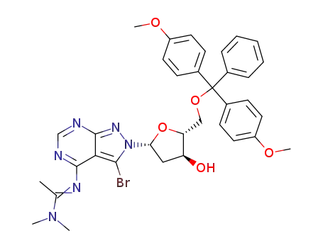 3-bromo-2-[2-deoxy-5-O-(4,4'-dimethoxytriphenylmethyl)-β-D-erythro-pentafuranosyl]-4-[(dimethylamino)ethylidene]-2H-pyrazolo[3,4-d]pyrimidin-4-amine