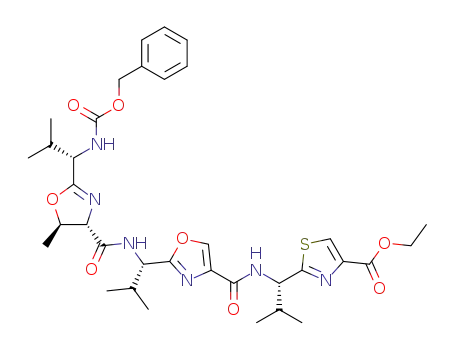 2-((S)-1-{[2-((S)-1-{[(4S,5R)-2-((S)-1-Benzyloxycarbonylamino-2-methyl-propyl)-5-methyl-4,5-dihydro-oxazole-4-carbonyl]-amino}-2-methyl-propyl)-oxazole-4-carbonyl]-amino}-2-methyl-propyl)-thiazole-4-carboxylic acid ethyl ester