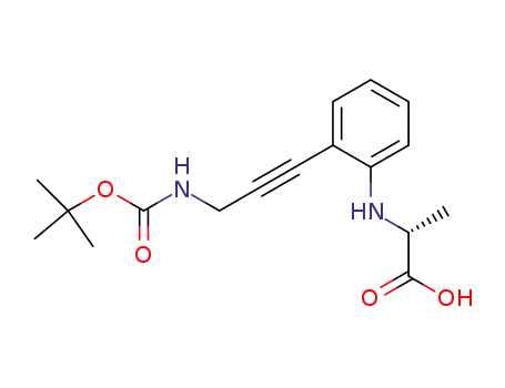 Molecular Structure of 227288-23-5 (2-[2-(3-<i>tert</i>-butoxycarbonylamino-prop-1-ynyl)-phenylamino]-propionic acid)