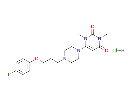 2,4(1H,3H)-Pyrimidinedione,
6-[4-[3-(4-fluorophenoxy)propyl]-1-piperazinyl]-1,3-dimethyl-,
monohydrochloride