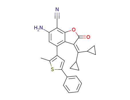 6-amino-3-dicyclopropylmethylene-4-(2-methyl-5-phenyl-thiophen-3-yl)-2-oxo-2,3-dihydro-benzofuran-7-carbonitrile