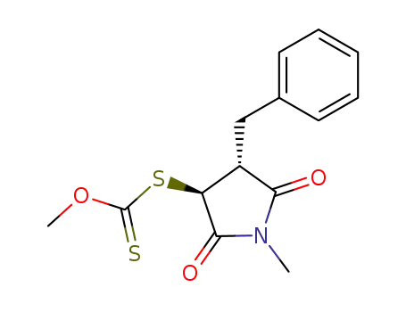 Molecular Structure of 121942-26-5 (Dithiocarbonic acid S-((3S,4R)-4-benzyl-1-methyl-2,5-dioxo-pyrrolidin-3-yl) ester O-methyl ester)