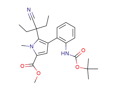 4-(2-<i>tert</i>-butoxycarbonylamino-phenyl)-5-(1-cyano-1-ethyl-propyl)-1-methyl-1<i>H</i>-pyrrole-2-carboxylic acid methyl ester