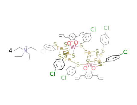 (Et<sub>4</sub>N)4[W<sub>2</sub>FeS<sub>8</sub>(S-p-C<sub>6</sub>H<sub>4</sub>Cl)6(3,6-(C<sub>3</sub>H<sub>5</sub>)2cat)2]