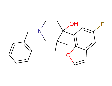 Molecular Structure of 325486-66-6 (1-benzyl-3,3-dimethyl-4-hydroxy-4-(5-fluorobenzofuran-7-yl)-piperidine)