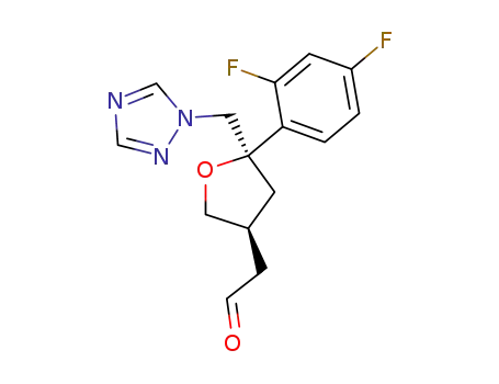 Molecular Structure of 310882-31-6 ((2R-trans)-2-(2,4-difluorophenyl)-4-formylmethyl-2-[(1H-1,2,4-triazol-1-yl)methyl]tetrahydrofuran)