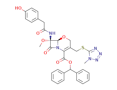 (6R,7R)-7-[2-(4-Hydroxy-phenyl)-acetylamino]-7-methoxy-3-(1-methyl-1H-tetrazol-5-ylsulfanylmethyl)-8-oxo-5-oxa-1-aza-bicyclo[4.2.0]oct-2-ene-2-carboxylic acid benzhydryl ester