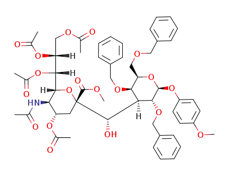 methyl 5-acetamido-4,7,8,9-tetra-O-acetyl-2,6-anhydro-3,5-dideoxy-2-C-[(S)-hydroxy-[3-(p-methoxyphenyl 2,4,6-tri-O-benzyl-3-deoxy-β-D-galactopyranosidyl)]-methyl]-D-erythro-L-manno-nonate
