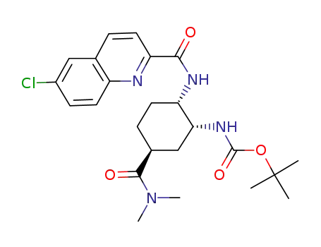 Molecular Structure of 480449-95-4 ((1S,2R,4S)-N<sub>2</sub>-(tert-Butoxycarbonyl)-N<sub>1</sub>-[(6-chloro-quinolin-2-yl)carbonyl]-4-(N,N-dimethylcarbamoyl)-1,2-cyclohexanediamine)