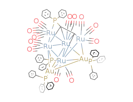 Molecular Structure of 129570-19-0 (Au2Ru5(μ5-C2PPh2)(μ-PPh2)(CO)12(PPh3)2)