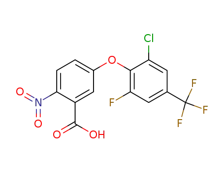 Molecular Structure of 80172-08-3 (Benzoic acid, 5-[2-chloro-6-fluoro-4-(trifluoromethyl)phenoxy]-2-nitro-)