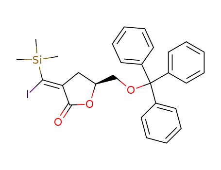 (S)-3-[1-Iodo-1-trimethylsilanyl-meth-(Z)-ylidene]-5-trityloxymethyl-dihydro-furan-2-one