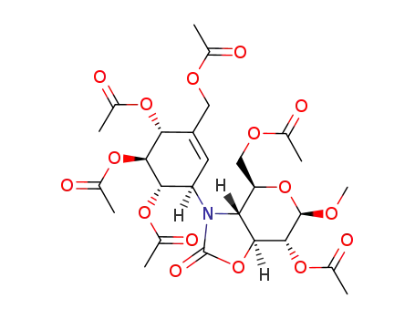 Acetic acid (1S,2R,5R,6S)-5,6-diacetoxy-2-((3aR,4S,6R,7R,7aS)-7-acetoxy-4-acetoxymethyl-6-methoxy-2-oxo-tetrahydro-pyrano[3,4-d]oxazol-3-yl)-4-acetoxymethyl-cyclohex-3-enyl ester