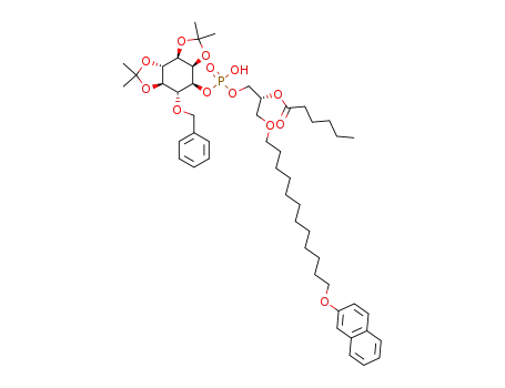 Hexanoic acid (R)-2-[((3aR,4S,5R,5aR,8aS,8bR)-5-benzyloxy-2,2,7,7-tetramethyl-hexahydro-benzo[1,2-d;3,4-d']bis[1,3]dioxol-4-yloxy)-hydroxy-phosphoryloxy]-1-[12-(naphthalen-2-yloxy)-dodecyloxymethyl]-ethyl ester