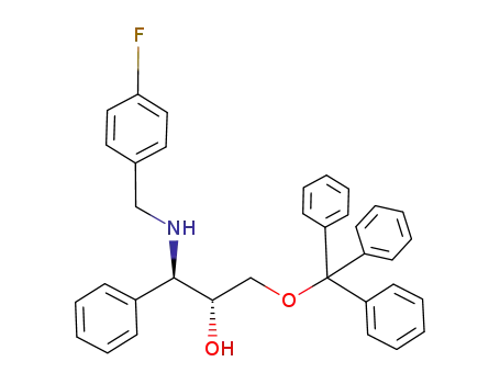Molecular Structure of 1016549-69-1 ((1R,2R)-1-(4-fluorobenzylamino)-1-phenyl-3-(trityloxy)propan-2-ol)