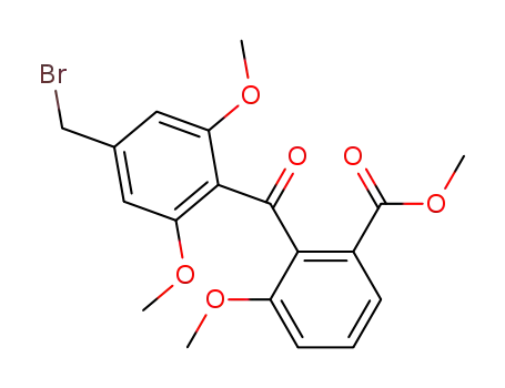 Molecular Structure of 210752-08-2 (2-(4-Bromomethyl-2,6-dimethoxy-benzoyl)-3-methoxy-benzoic acid methyl ester)