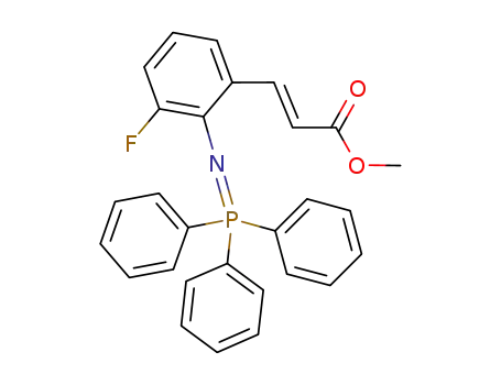 Molecular Structure of 791117-28-7 ((2E)-3-{3-fluoro-2-[(triphenylphosphoranylidene)amino]phenyl}-propenoic acid methyl ester)