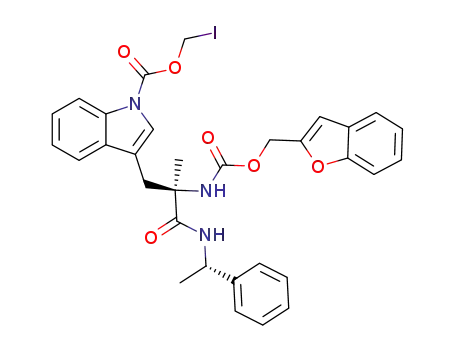3-[(R)-2-(Benzofuran-2-ylmethoxycarbonylamino)-2-((S)-1-phenyl-ethylcarbamoyl)-propyl]-indole-1-carboxylic acid iodomethyl ester