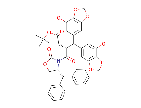 (3(2S),4R)-4-(diphenylmethyl)-3-[bis-(3',4'-methylenedioxy-5'-methoxyphenyl)-methyl]-(4-oxo-butyric acid tert-butyl ester)-2-oxazolidinone