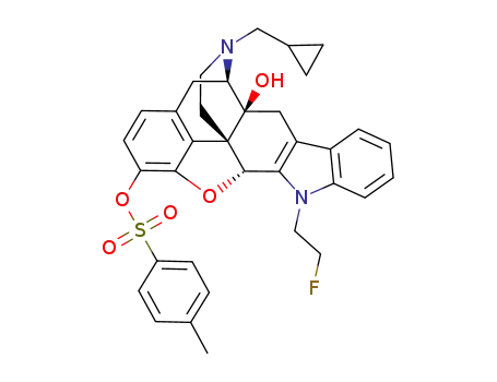 17-(cyclopropylmethyl)-6,7-dehydro-4,5α-epoxy-3-(p-tosyloxy)-14-hydroxy-1'-(2-fluoroethyl)-6,7-2',3'-indolomorphinan