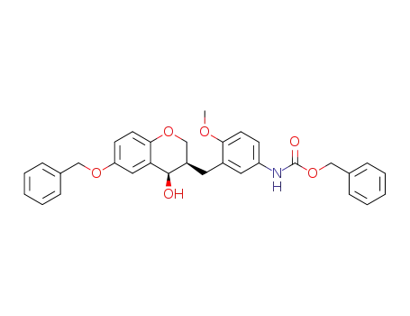 Molecular Structure of 251639-71-1 ([3-((3R,4R)-6-Benzyloxy-4-hydroxy-chroman-3-ylmethyl)-4-methoxy-phenyl]-carbamic acid benzyl ester)