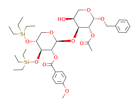 4-Methoxy-benzoic acid (2S,3R,4R,5R)-2-((2S,3R,4S,5S)-3-acetoxy-2-benzyloxy-5-hydroxy-tetrahydro-pyran-4-yloxy)-4,5-bis-triethylsilanyloxy-tetrahydro-pyran-3-yl ester