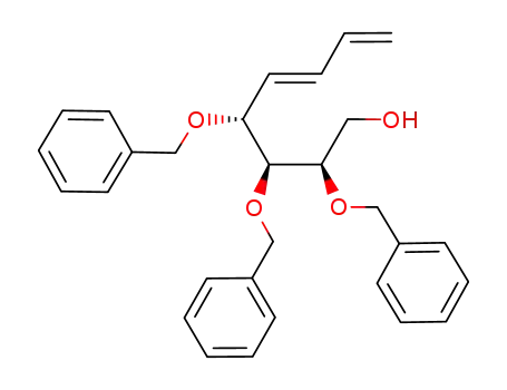 Molecular Structure of 193553-76-3 (5,7-Octadien-1-ol, 2,3,4-tris(phenylmethoxy)-, (2R,3S,4R,5E)-)