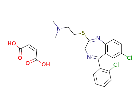 Molecular Structure of 57616-48-5 (2-{[7-chloro-5-(2-chlorophenyl)-3H-1,4-benzodiazepin-2-yl]sulfanyl}-N,N-dimethylethanamine (2Z)-but-2-enedioate)