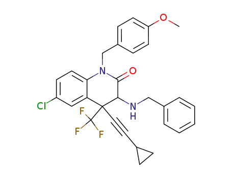 3-benzylamino-6-chloro-4-cyclopropylethynyl-1-(4-methoxy-benzyl)-4-trifluoromethyl-3,4-dihydro-1<i>H</i>-quinolin-2-one
