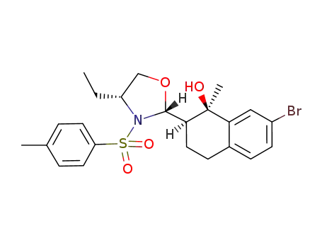 Molecular Structure of 309929-12-2 ((1R,2R,2(2R,4R))-7-Bromo-2-{4-ethyl-3-[(4-methylbenzene)sulfonyl]-1,3-oxazolidin-2-yl}-1-methyl-1,2,3,4-tetrahydro-1-naphthol)