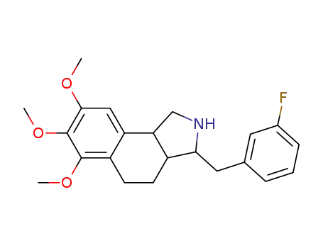 Molecular Structure of 140377-87-3 (1H-Benz[e]isoindole,
3-[(3-fluorophenyl)methyl]-2,3,3a,4,5,9b-hexahydro-6,7,8-trimethoxy-)