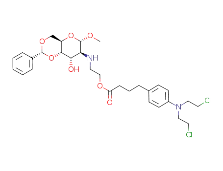 Molecular Structure of 231607-30-0 (methyl 4,6-O-benzylidene-2-<2-(4-<4-<bis(2-chloroethyl)amino>phenyl>butanoyloxy)ethylamino>-2-deoxy-α-D-altropyranoside)