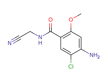 Molecular Structure of 107429-84-5 (N-(cyanomethyl)-2-methoxy 4-amino 5-chlorobenzamide)