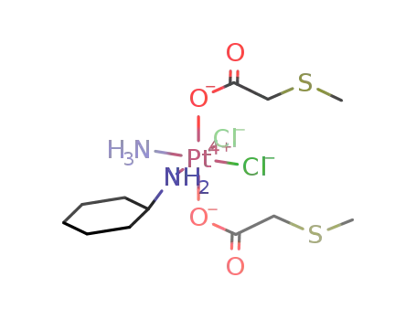 Molecular Structure of 160953-33-3 ((OC-6-43)-amminedichloro(cyclohexanamine)bis((methylthio)acetato-O)platinum(IV))