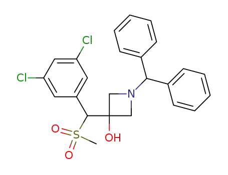 Molecular Structure of 261924-16-7 (1-benzhydryl-3-[(3,5-dichlorophenyl)(methylsulfonyl)-methyl-(RS)]azetidin-3-ol)