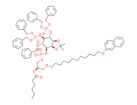 Hexanoic acid (R)-2-{[(3aR,4S,5S,6R,7R,7aS)-5-benzyloxy-6,7-bis-(bis-benzyloxy-phosphoryloxy)-2,2-dimethyl-hexahydro-benzo[1,3]dioxol-4-yloxy]-hydroxy-phosphoryloxy}-1-[12-(naphthalen-2-yloxy)-dodecyloxymethyl]-ethyl ester