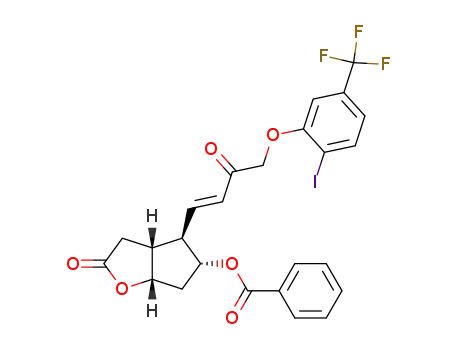 Molecular Structure of 336625-19-5 (Benzoic acid (3aR,4R,5R,6aS)-4-[(E)-4-(2-iodo-5-trifluoromethyl-phenoxy)-3-oxo-but-1-enyl]-2-oxo-hexahydro-cyclopenta[b]furan-5-yl ester)