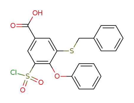 Molecular Structure of 52399-13-0 (3-Benzylthio-5-chlorosulfonyl-4-phenoxybenzoic acid)