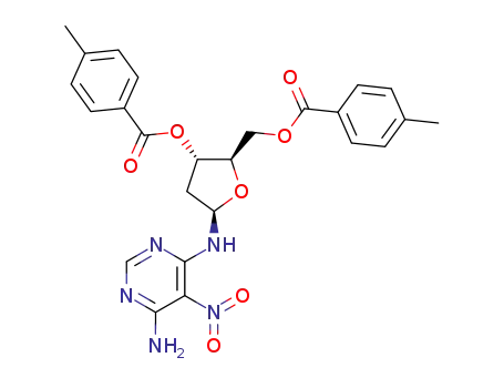 Molecular Structure of 183004-18-4 (6-amino-5-nitro-4-[(3',5'-di-O-toluyl-β-D-2'-deoxyribofuranosyl)amino]pyrimidine)