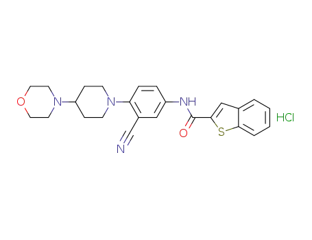 Benzo[b]thiophene-2-carboxamide,
N-[3-cyano-4-[4-(4-morpholinyl)-1-piperidinyl]phenyl]-,
monohydrochloride