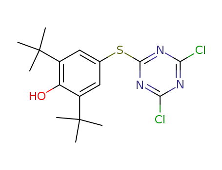 2-(4-hydroxy-3,5-di-tert-butylphenylthio)-4,6-dichloro-sym-triazine