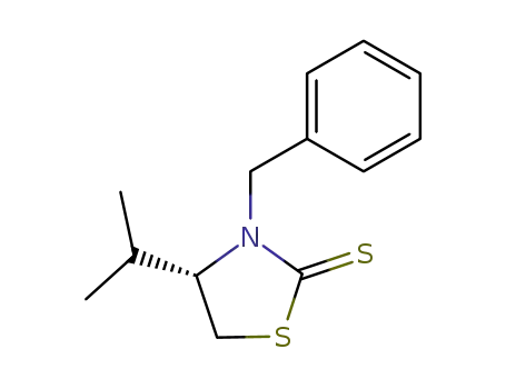 Molecular Structure of 158554-90-6 (2-Thiazolidinethione, 4-(1-methylethyl)-3-(phenylmethyl)-, (S)-)