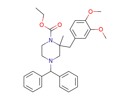 Molecular Structure of 59716-29-9 (4-benzhydryl-2-(3,4-dimethoxy-benzyl)-2-methyl-piperazine-1-carboxylic acid ethyl ester)