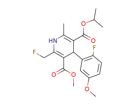 Molecular Structure of 112639-90-4 (3,5-Pyridinedicarboxylic acid,
4-(2-fluoro-5-methoxyphenyl)-2-(fluoromethyl)-1,4-dihydro-6-methyl-,
3-methyl 5-(1-methylethyl) ester)
