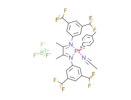 (3,5-(CF<sub>3</sub>)2C<sub>6</sub>H<sub>3</sub>-N=CMe-CMe=N-3,5-(CF<sub>3</sub>)2C<sub>6</sub>H<sub>3</sub>)Pt(p-Tol)(NCMe)BF<sub>4</sub>