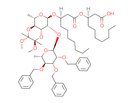 (R)-3-{(R)-3-[2-O-(2',3',4'-tri-O-benzyl-α-L-rhamnopyranosyl)-3,4-O-(2,3-dimethoxybutane-2,3-diyl)-α-L-rhamnopyranosyl]oxydecanoyl}oxydecanoic acid